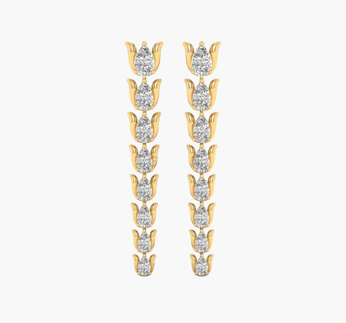 Lotus Hoop Pear Diamond Earring