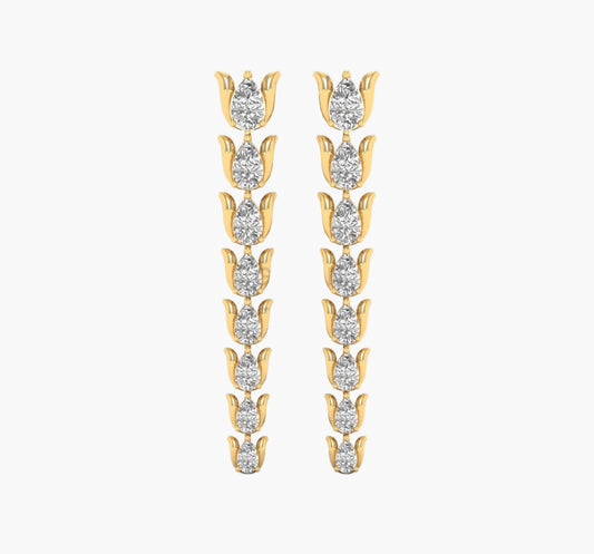 Lotus Hoop Pear Diamond Earring