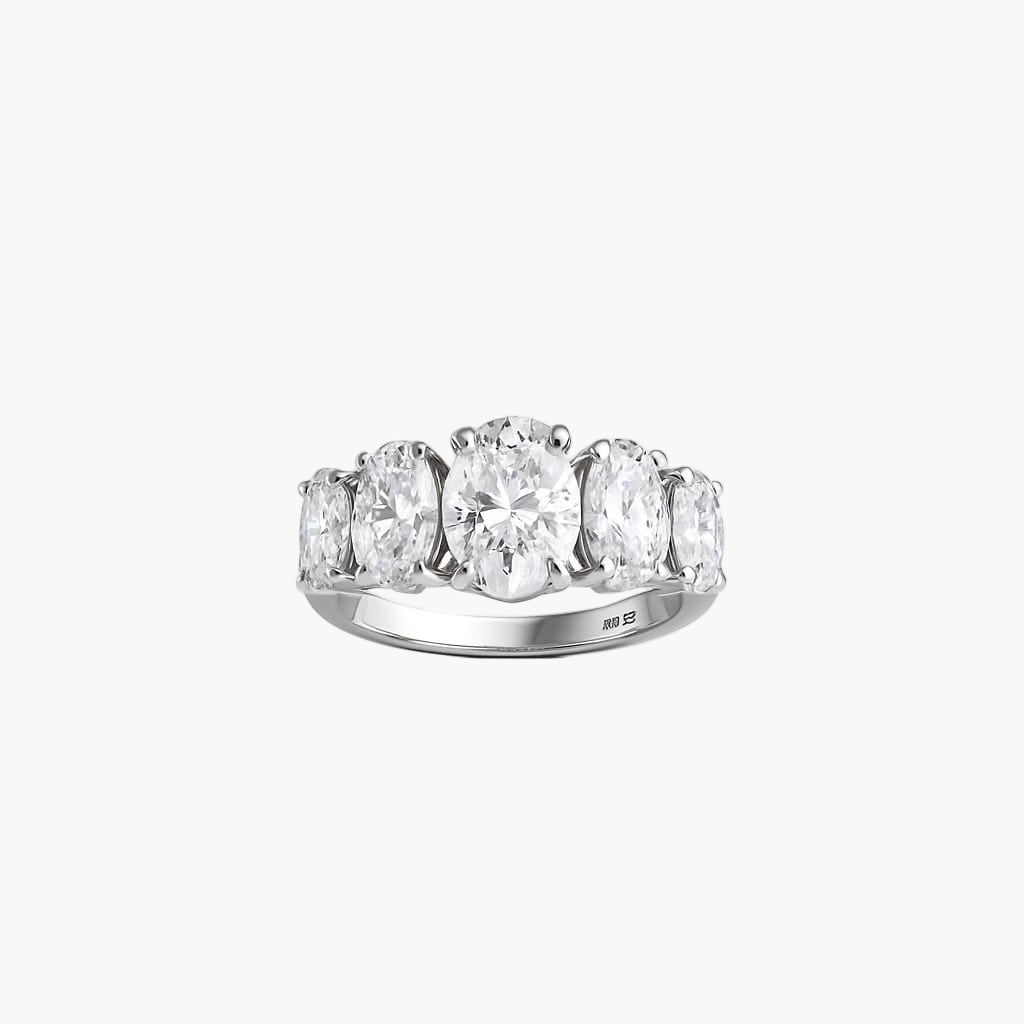 Solid Five Oval Diamond Ring