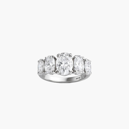 Solid Five Oval Diamond Ring
