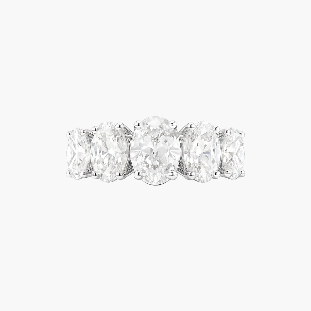 Solid Five Oval Diamond Ring