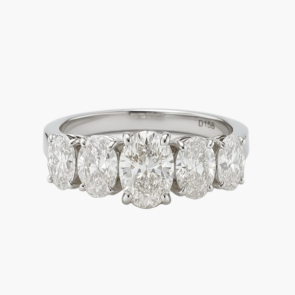 Solid Five Oval Diamond Ring