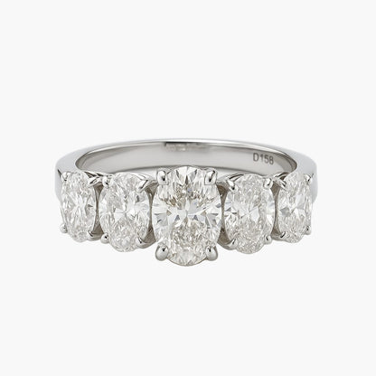 Solid Five Oval Diamond Ring