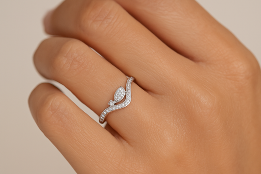 Generated image of a female model wearing the diamond ring