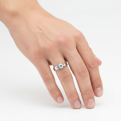 Male model wearing diamond ring