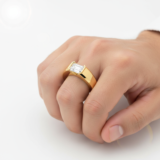 Male model wearing diamond ring