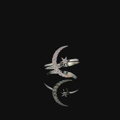Moon Star Maze Diamond Ring