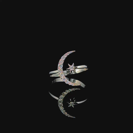 Moon Star Maze Diamond Ring