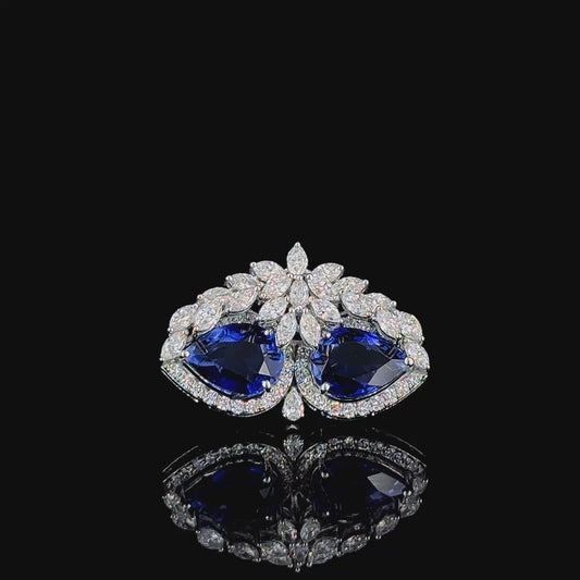 Cobalt Crown Diamond Ring